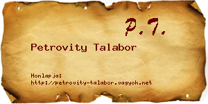 Petrovity Talabor névjegykártya